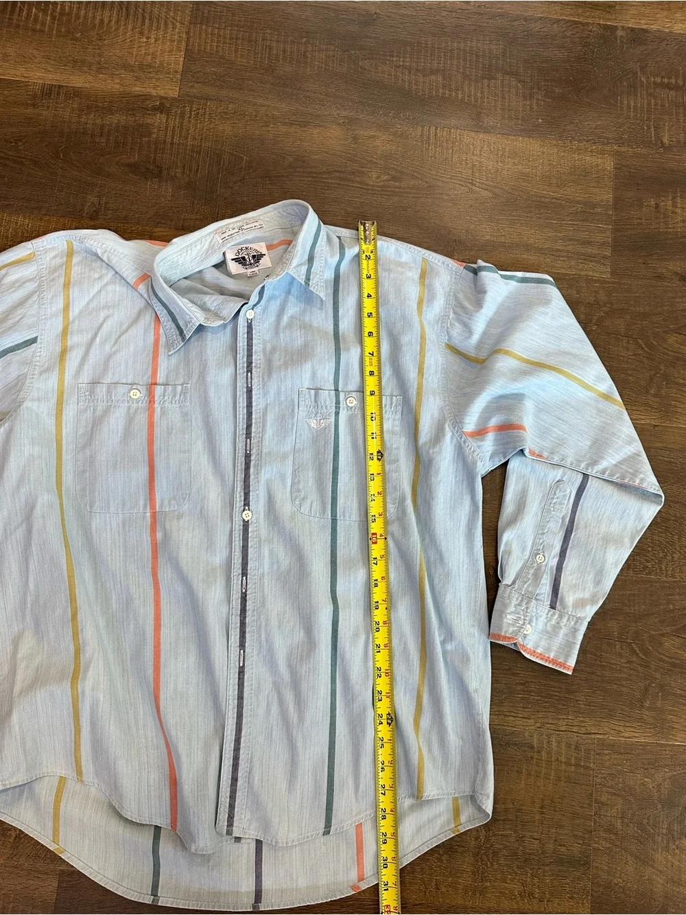 Dockers by Levi’s Men Blue Multicolor Stripe Button Front Shirt 100% Cotton